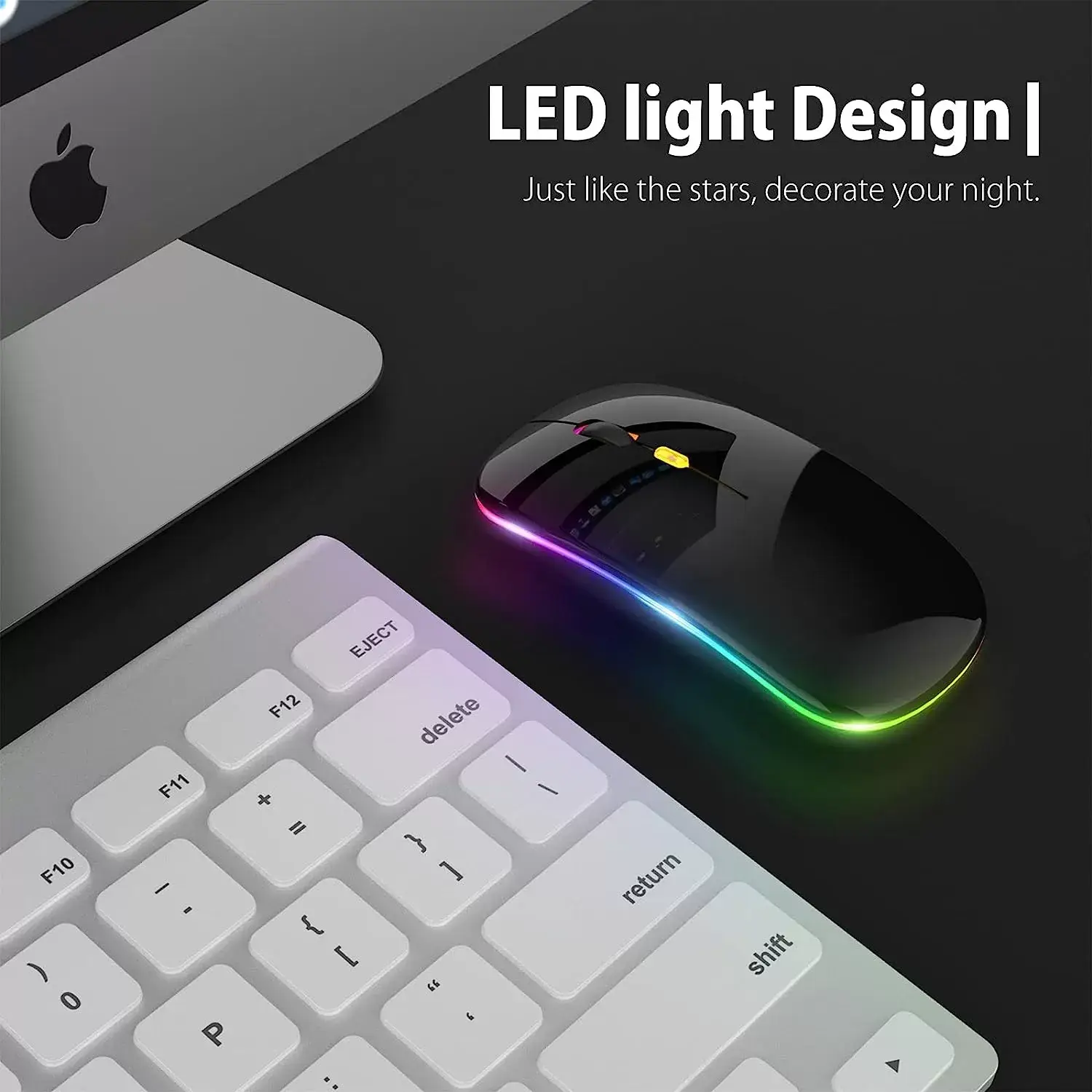 [Upgrade] LED Wireless Mouse, Slim Silent Mouse 2.4G Portable Mobile Optical Office Mouse with USB & Type-c Receiver, 3 Adjustable DPI Levels for Notebook, PC, Laptop, Computer, MacBook (Pink)