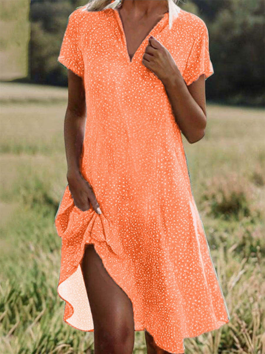 🔥Summer Arrivals🌟Women's Polka-dot Art Print Casual Loose Elegant V-neck Dress