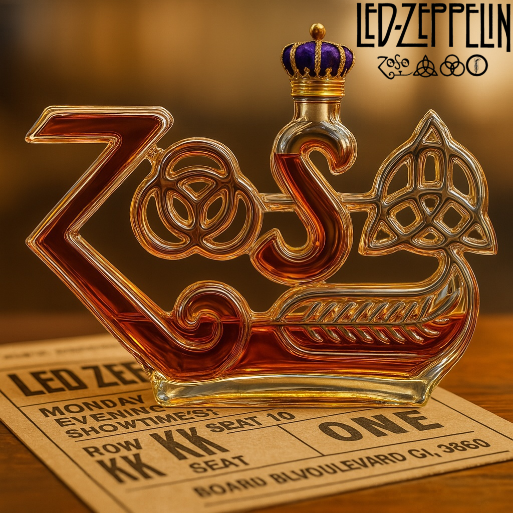 Led Zeppelin Zoso Symbols Whiskey Bottle
