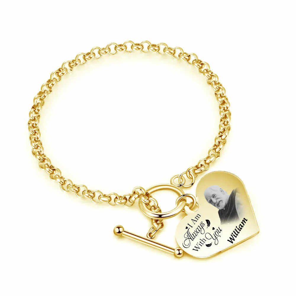 National Parents' Day❤Personalized Engraved Heart Bracelet I'm Always With You - Memorial Gift For Family, Friend