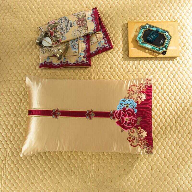 Kaleyra Silver Golden Silk Satin Cotton Duvet Cover Set