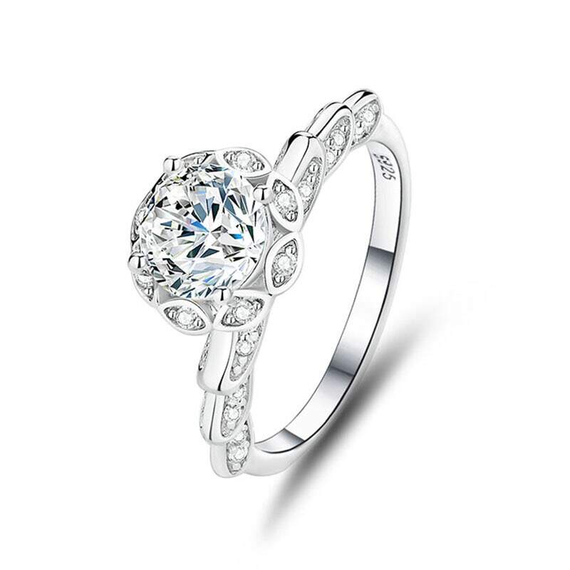 Petal - Shaped Halo - Set One - Carat Moissanite Exquisite Ring