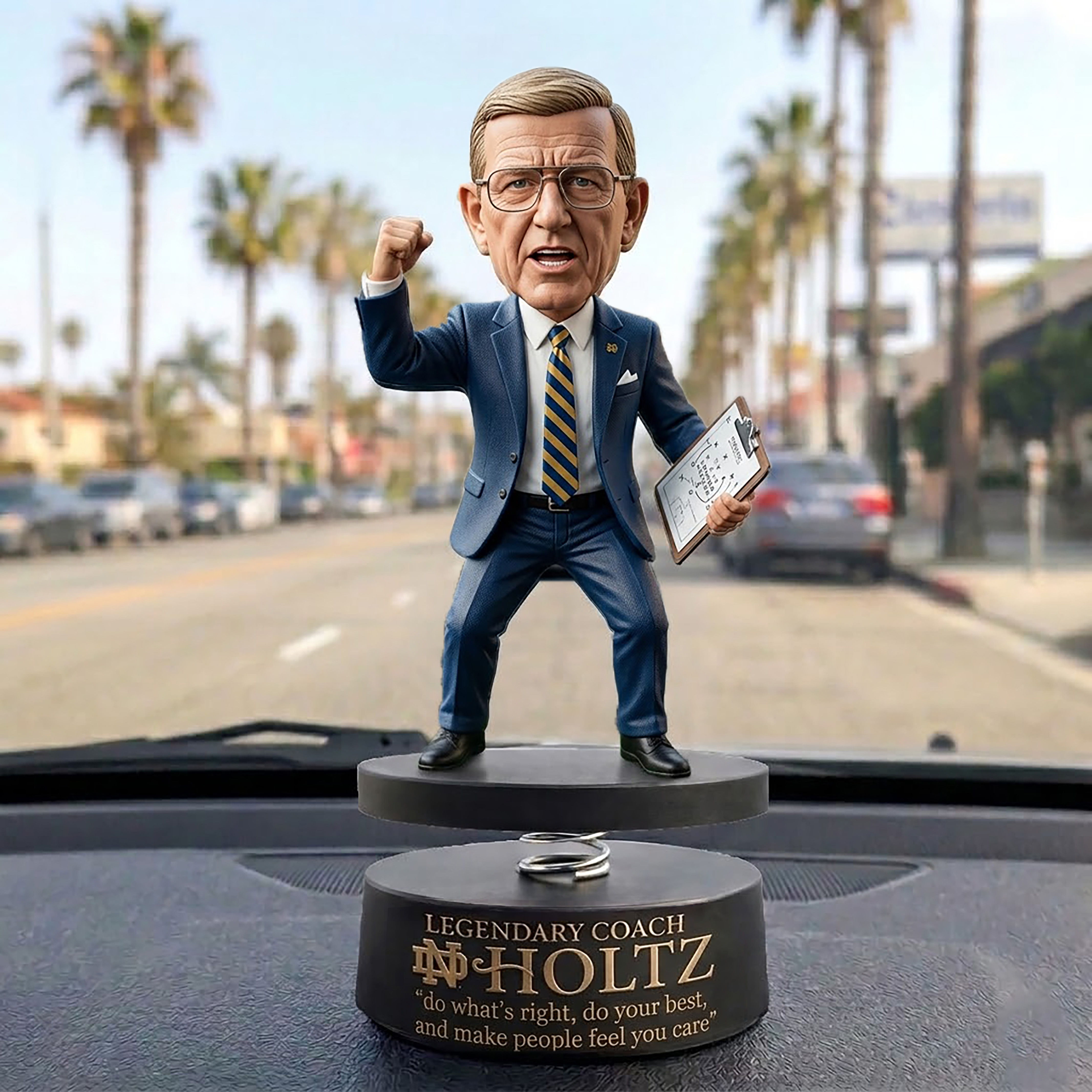🏈 Legendary Coach Lou Holtz Commemorative Dashboard Figure