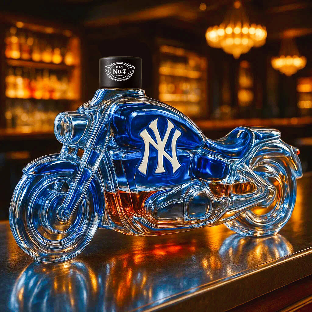 New York Yankees Motorcycle Whiskey Bottle