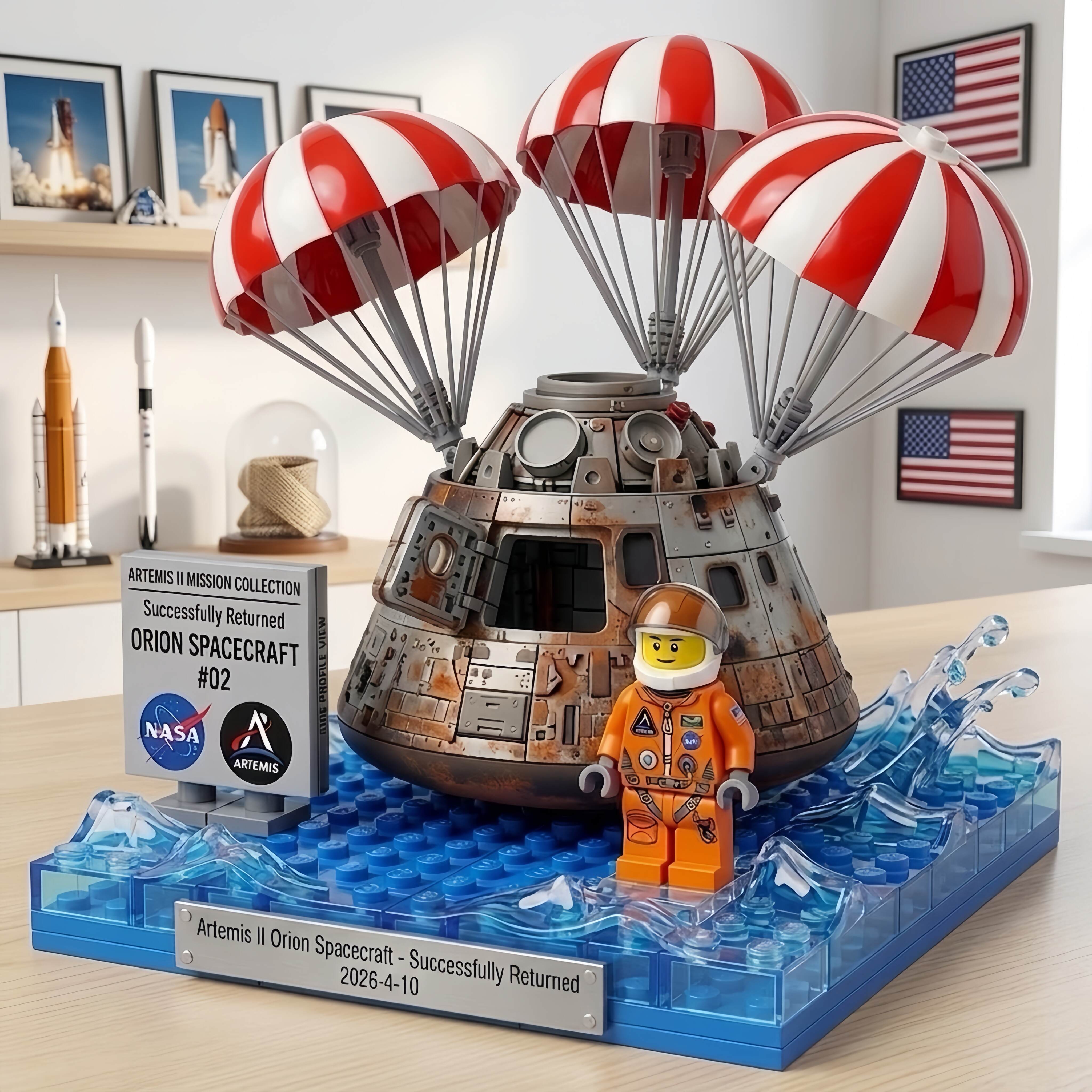 🔥NASA Artemis II Orion Lego Tribute Set - Historic Splashdown Mission Building Block Kit!