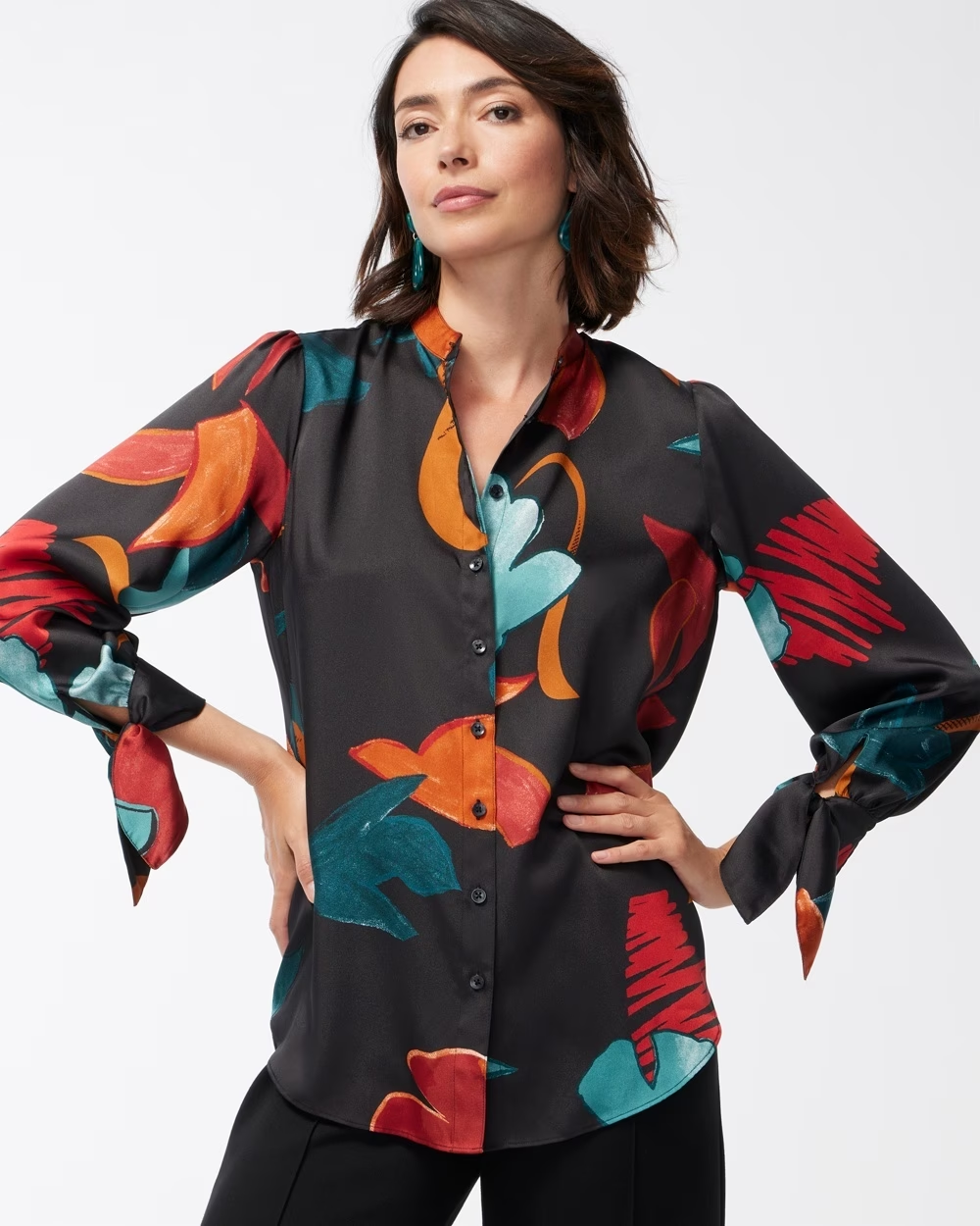 Abstract Floral Print Shirt