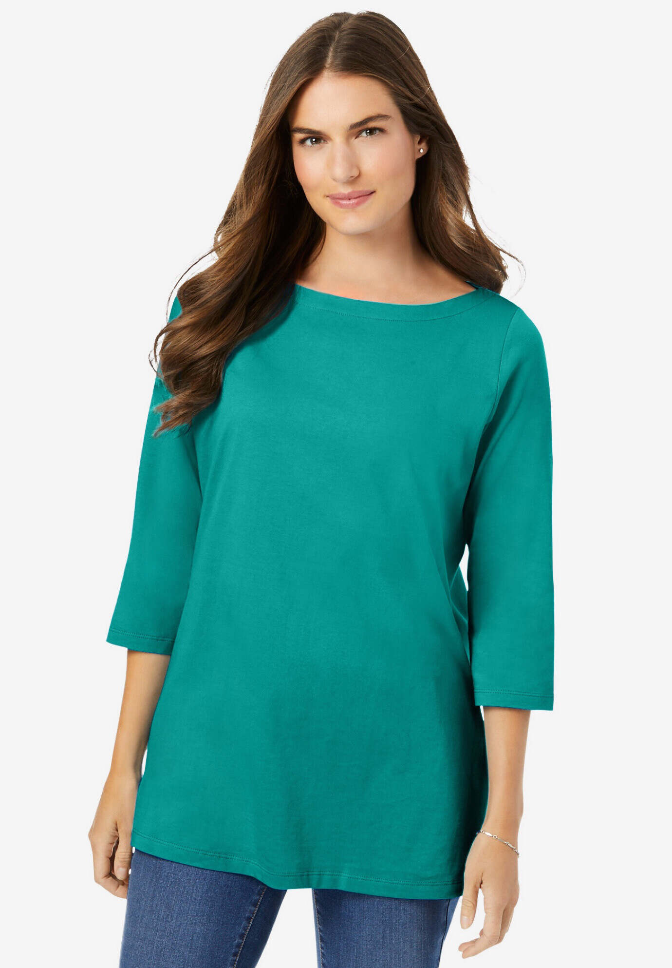 Perfect Three-Quarter Sleeve Boatneck Tee