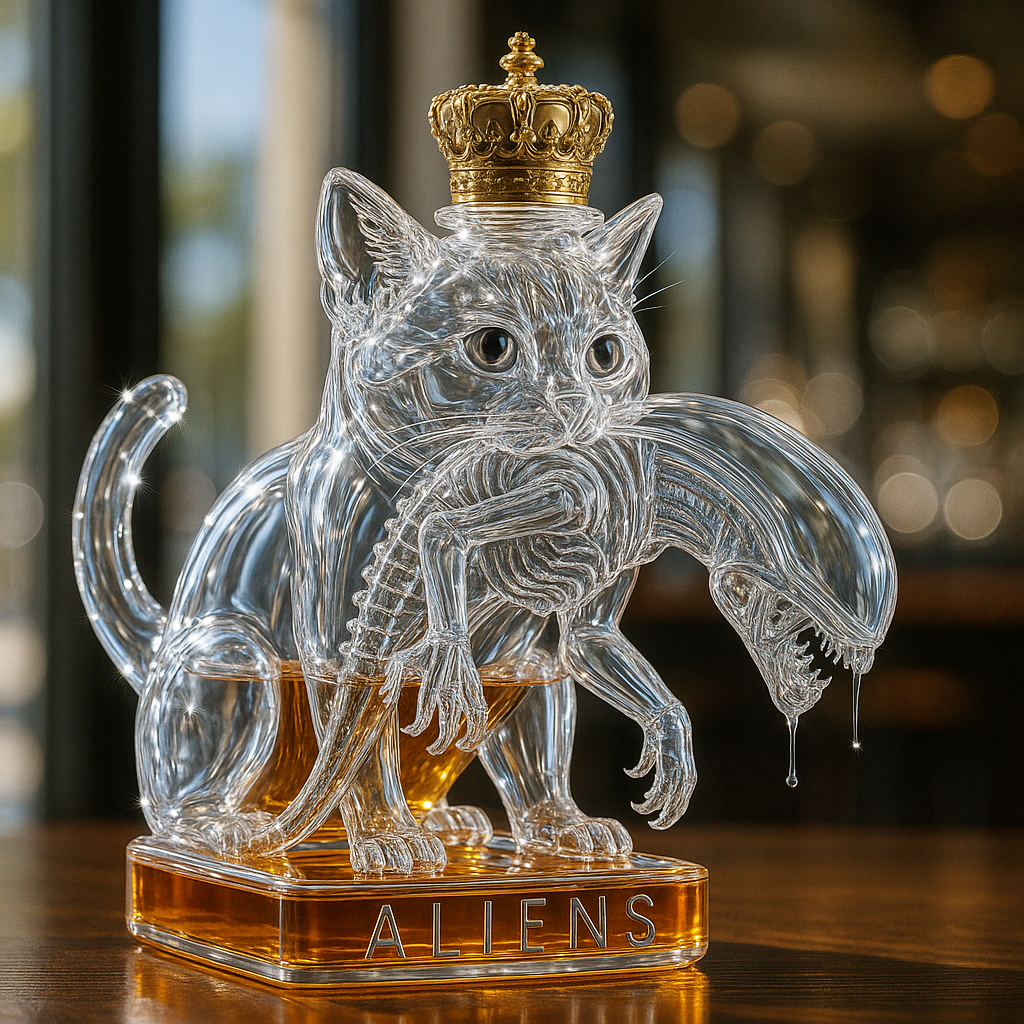 Alien Cat Whiskey Bottle