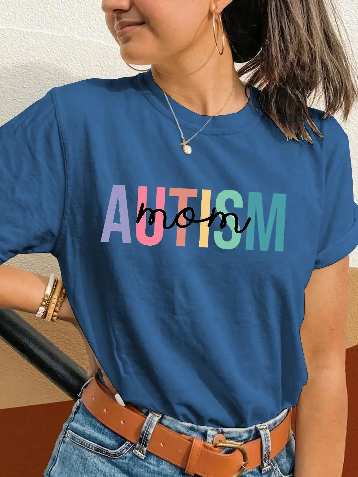 Autism MOM Printing T-shirt