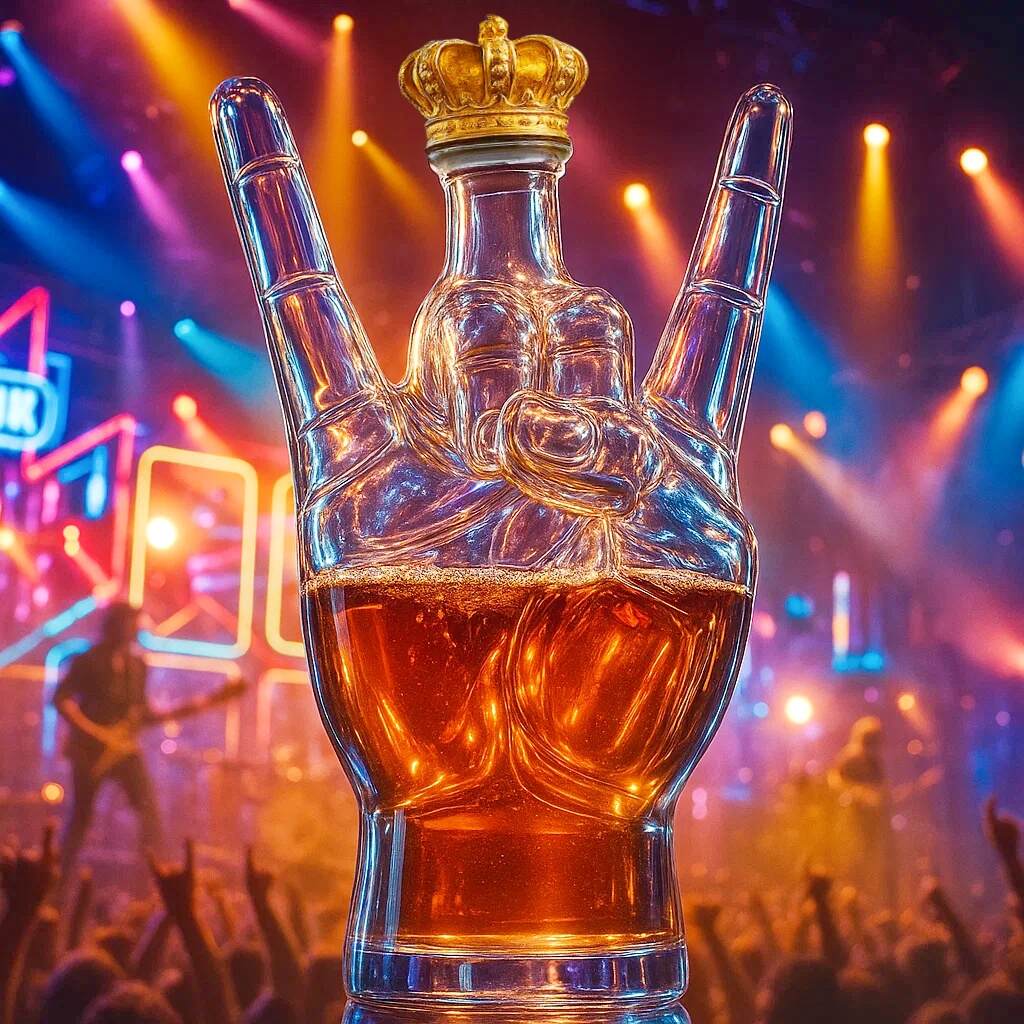 Rock On Devil Horns Whiskey Bottle