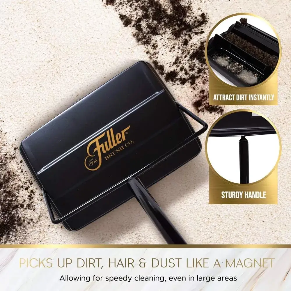 Fuller Brush 17027 Carpet & Floor Sweeper- Mini Stick Cleaner For Hardwood Surfaces, Wood Floors, Laminate, Tile- Small & Portable For The Home Or Office - Cleans Dust Pet Hair- Electrostatic & Silent