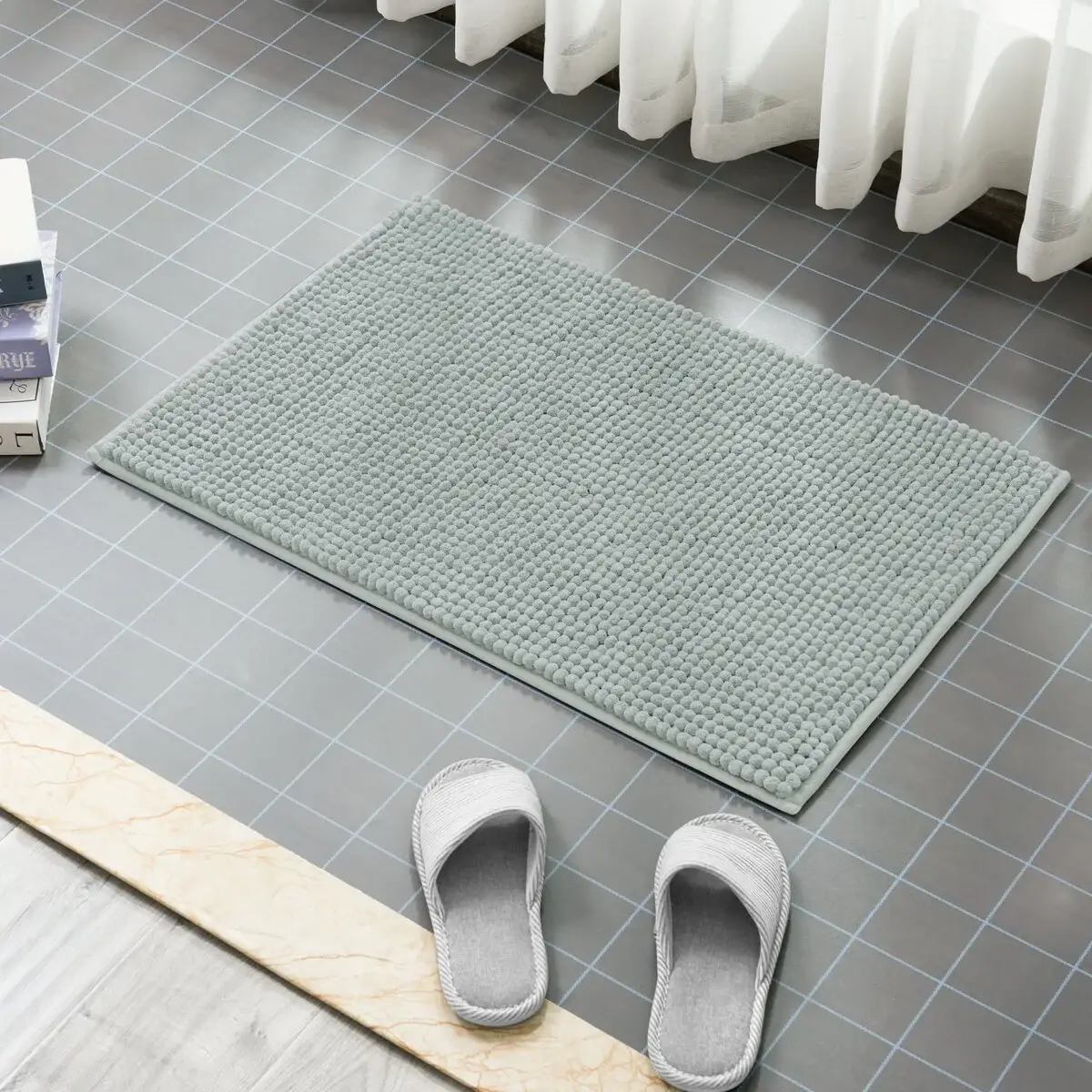 Subrtex Luxury Chenille Bath Rugs Soft Bathroom Mats