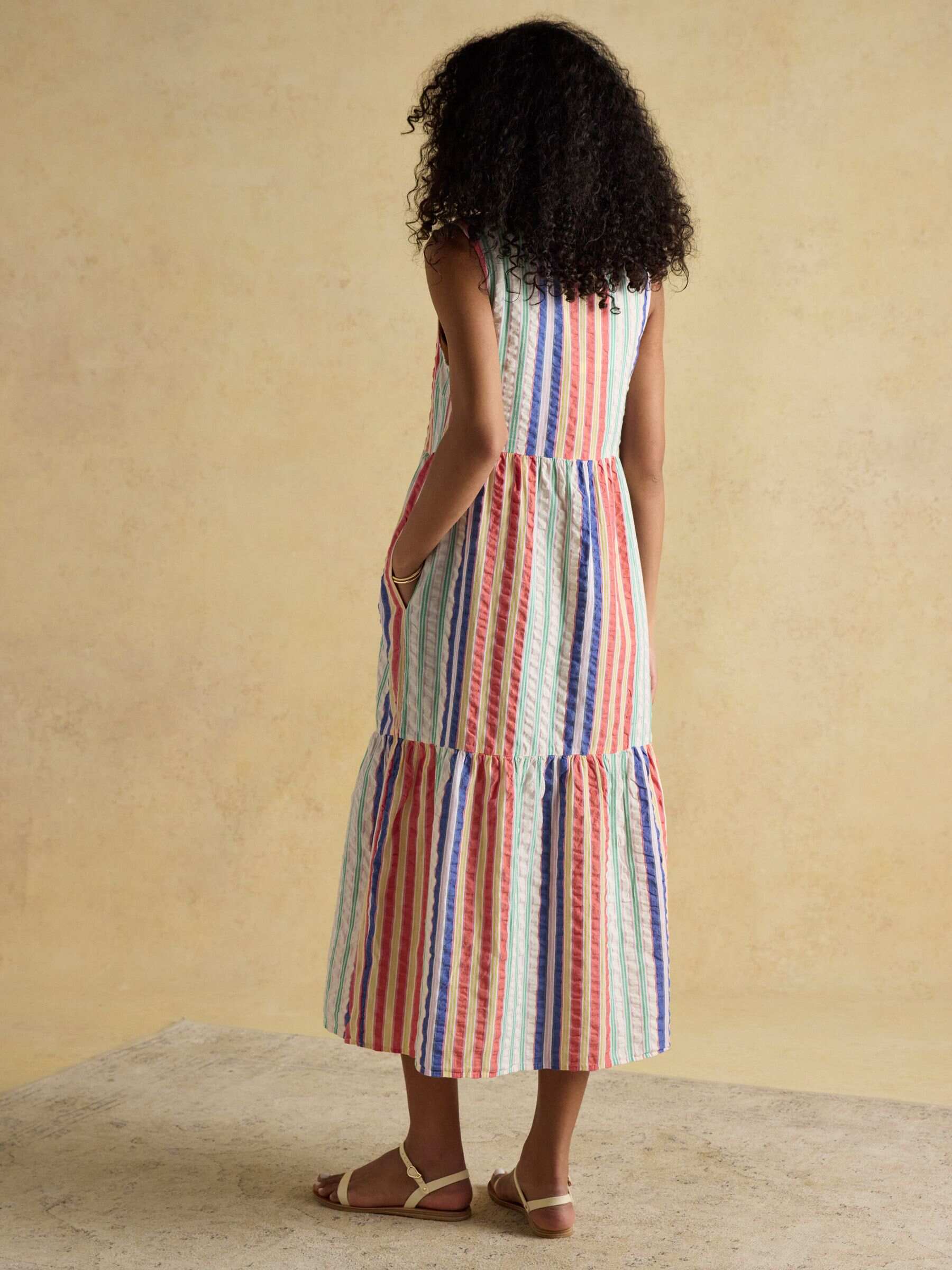 Kiera Red Striped Tiered Summer Dress