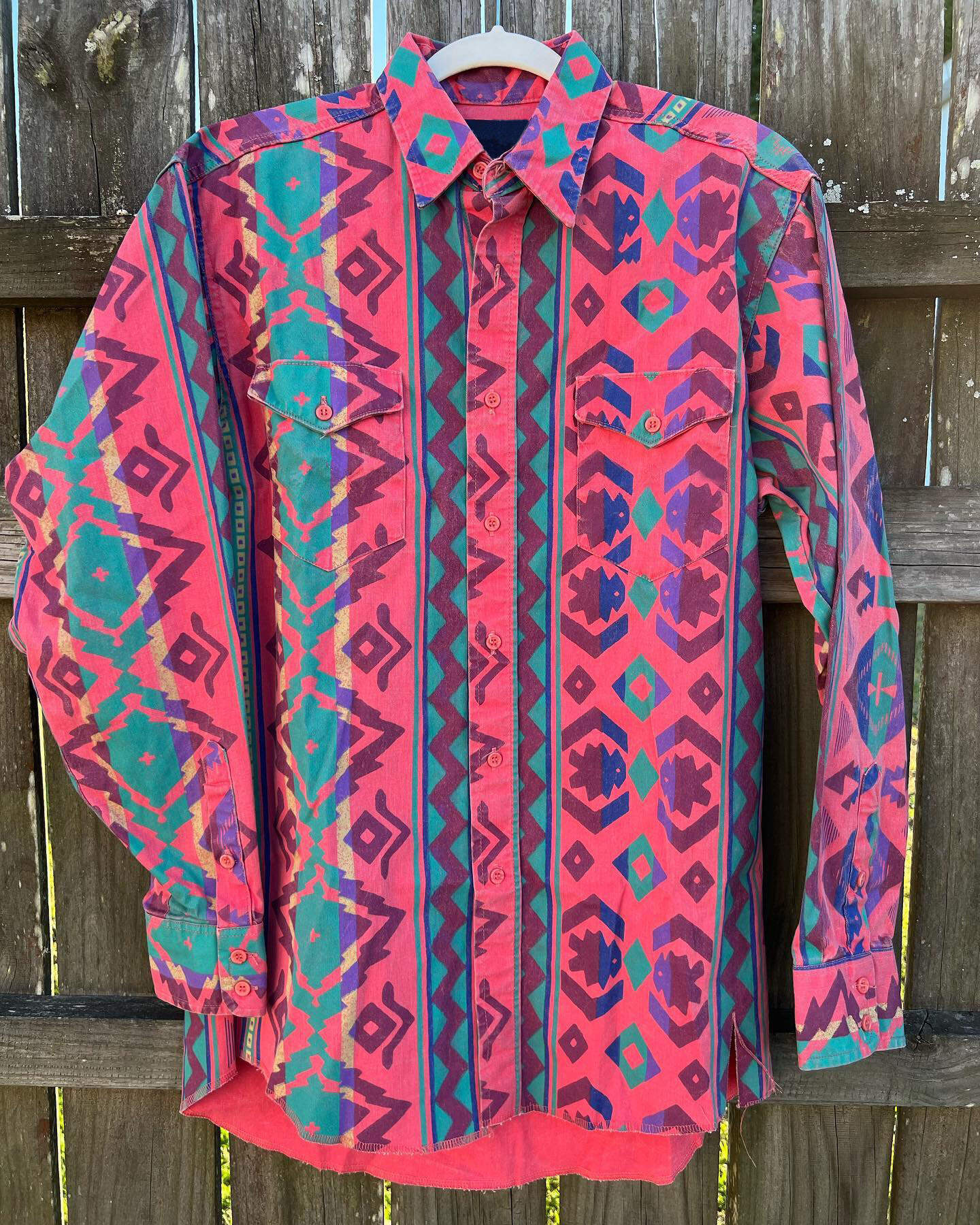 Men's Western Vintage Casual Red Print Long Sleeve Shirt