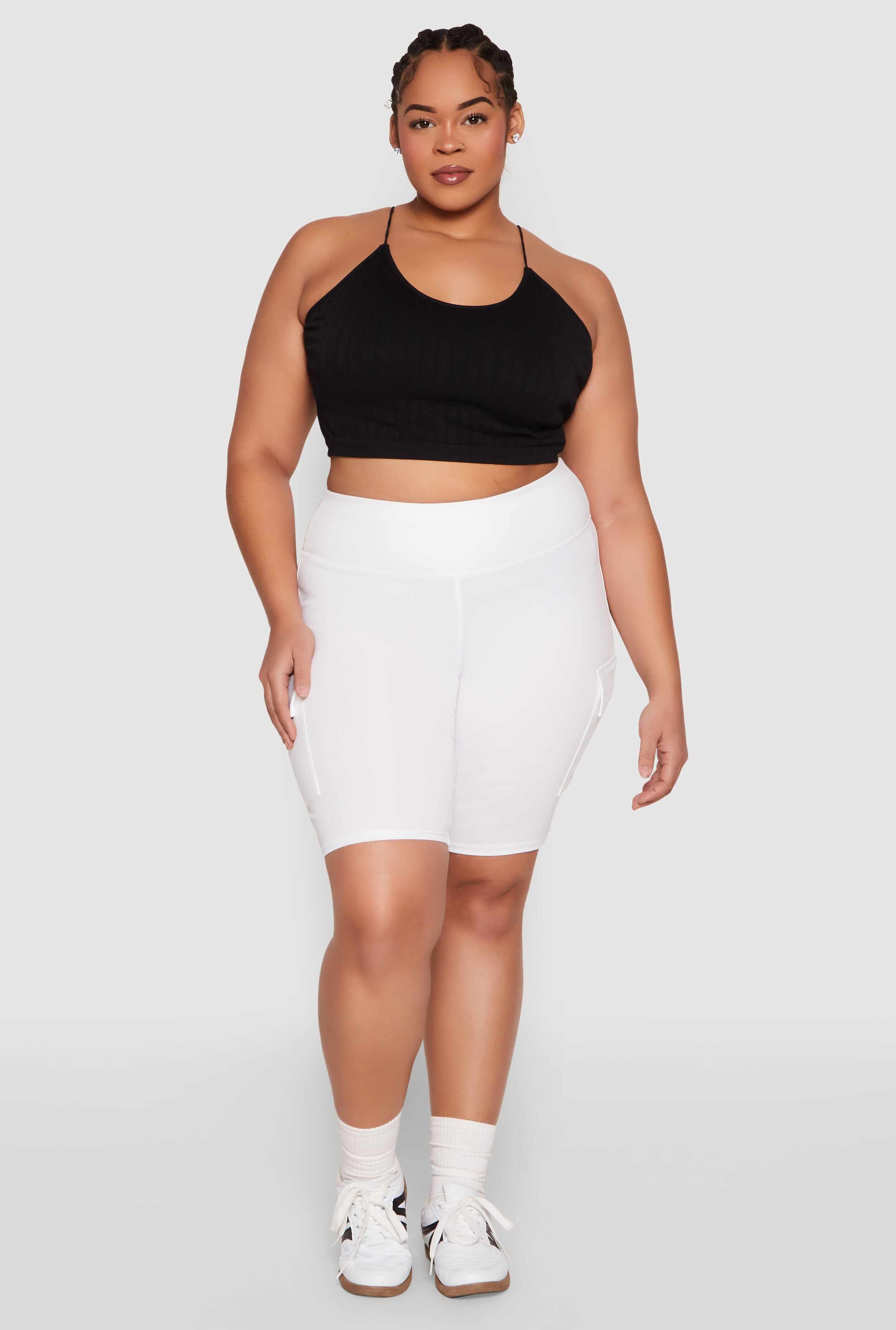 Plus Size Spandex Cargo Biker Shorts