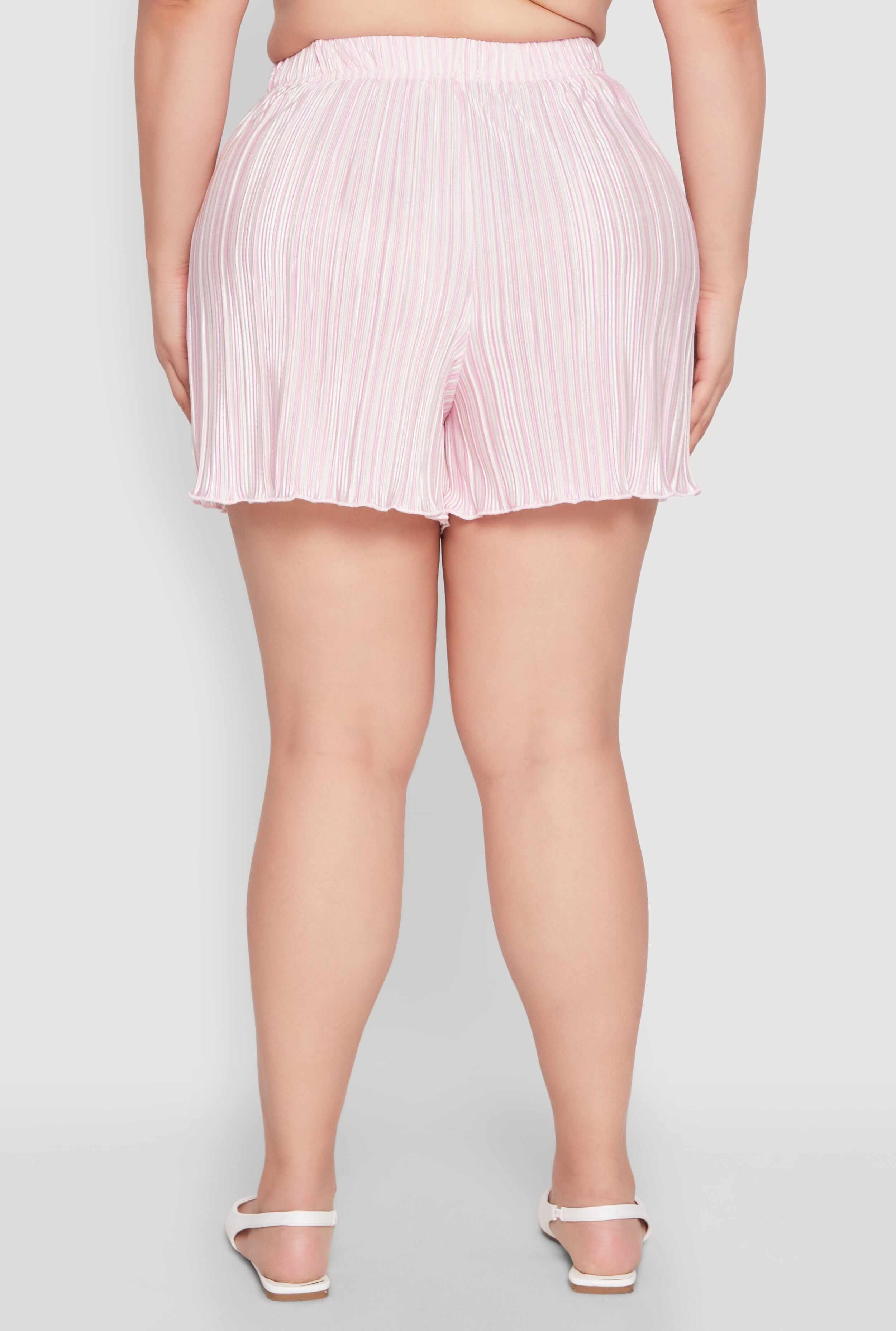 Plus Size Almost Famous Plisse Striped Shorts