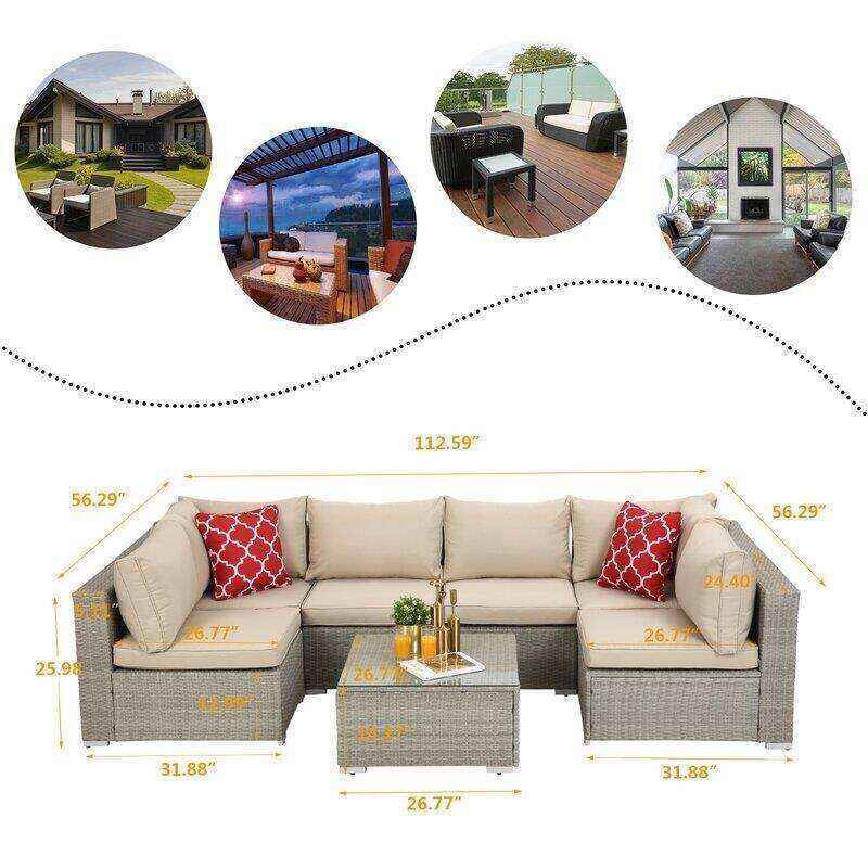 Polla Wicker/Rattan 4 - Person Seating Group with Cushions