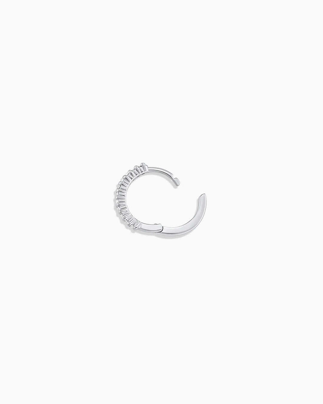 14k White Gold Diamond Pavé Single Huggie