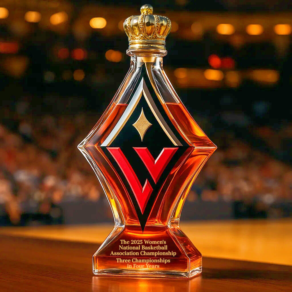 Whiskey bottle commemorating the Las Vegas Aces winning the 2025 WNBA championship