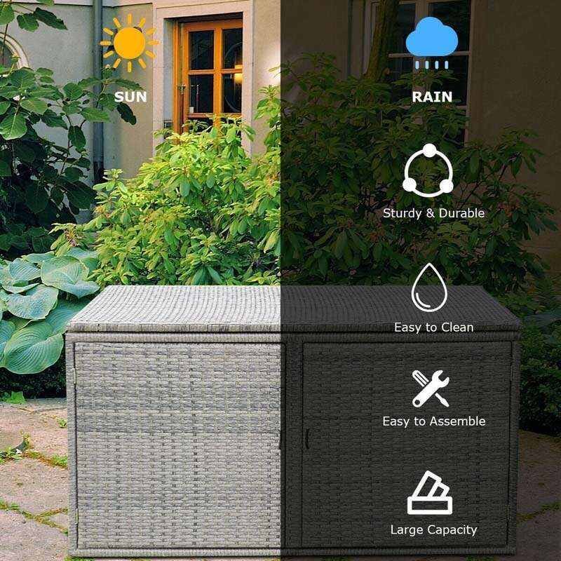 88 Gallon Rattan Deck Storage Box Patio Container