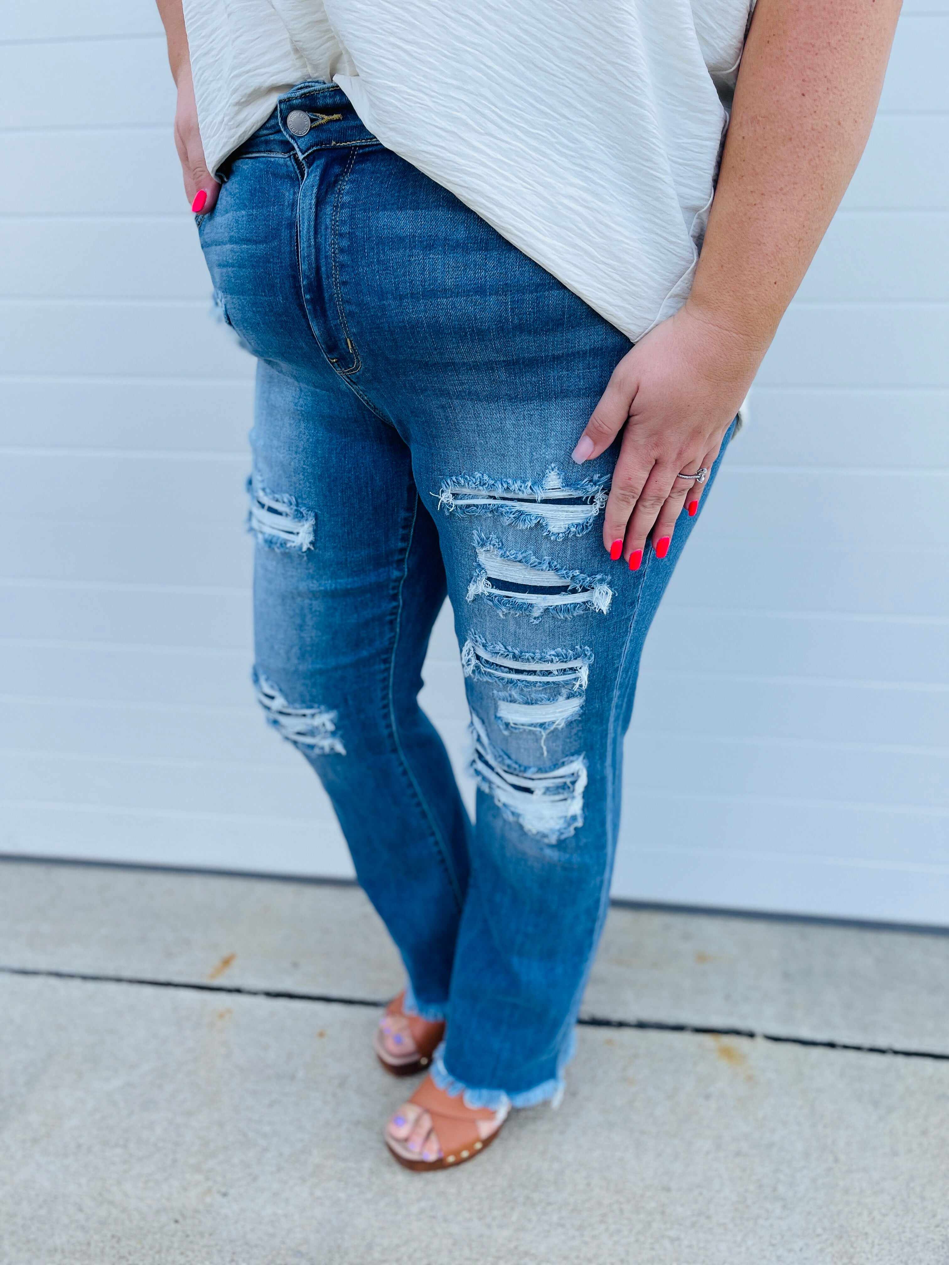 REG/CURVY Patch it Up Bootcut Jeans