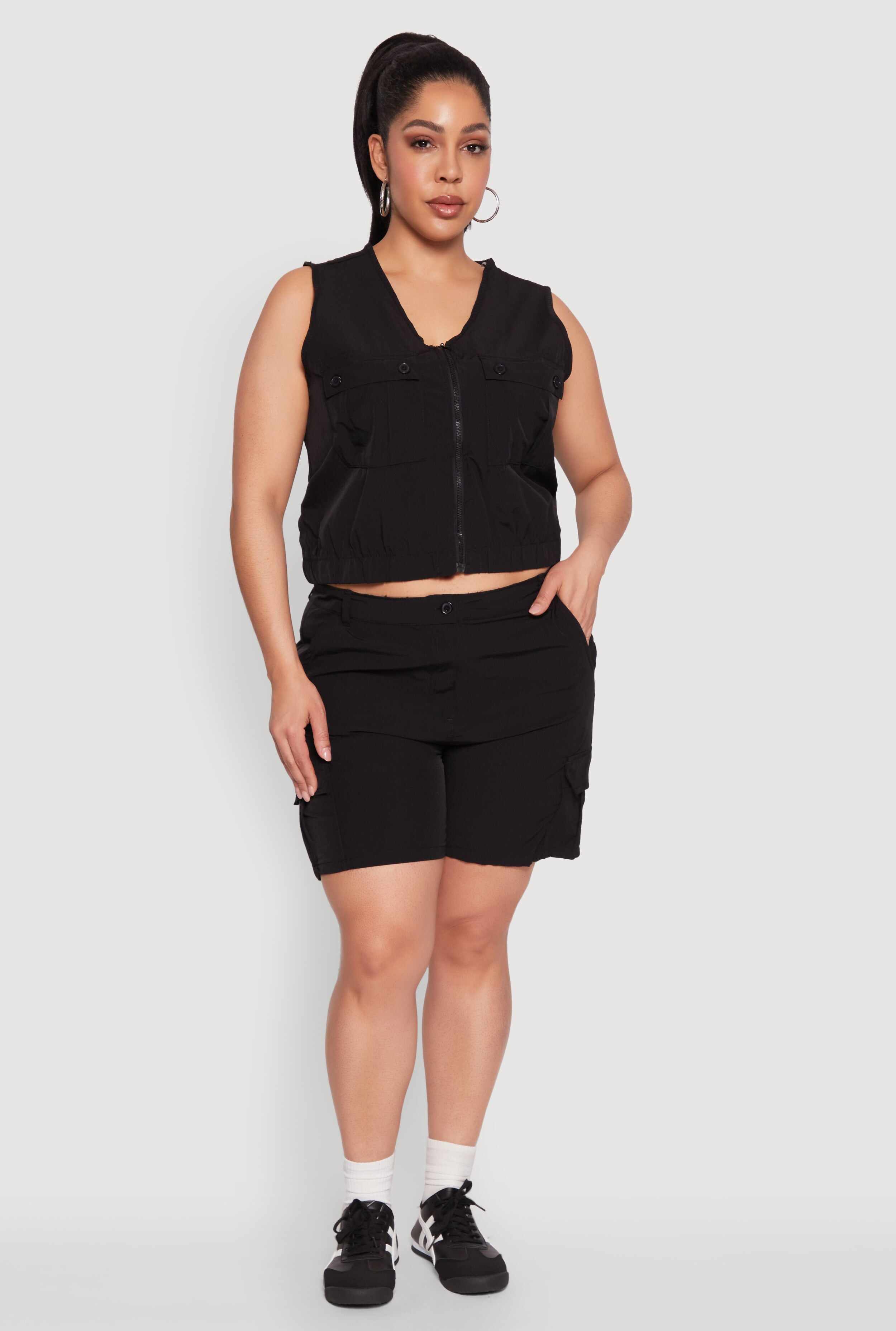 Plus Size High Waisted Cargo Shorts