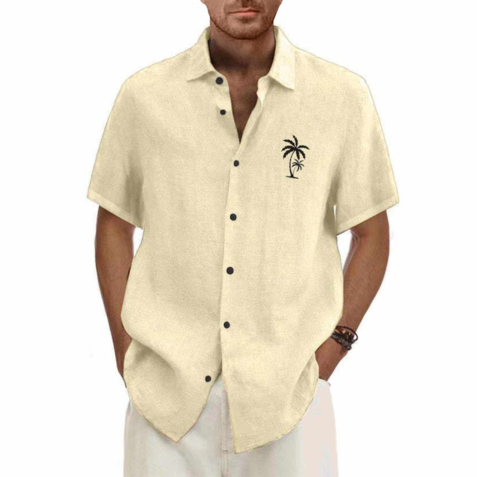 Classic Beach Men Polo Shirt Collar Short Sleeved Work Shirts for Men