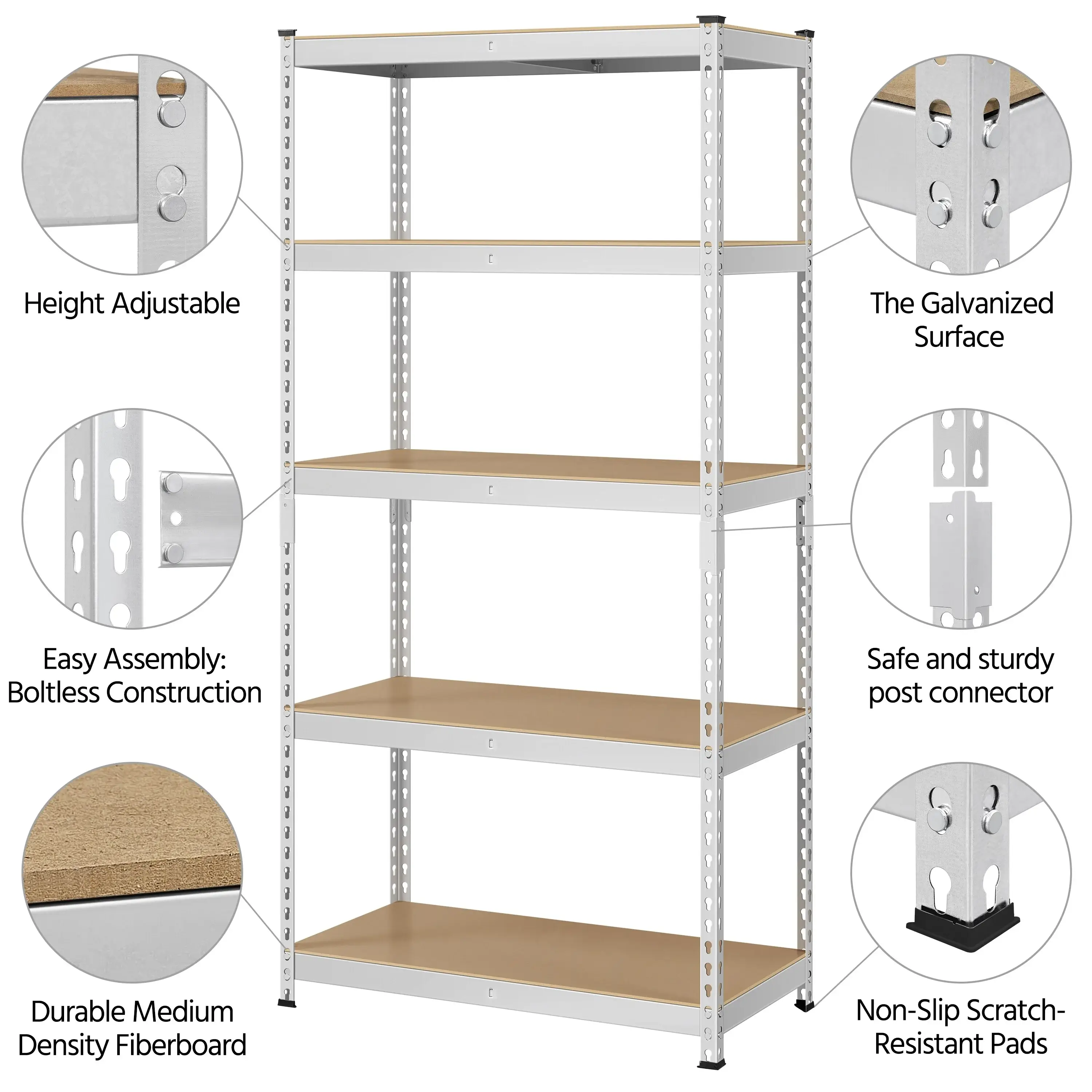 Yaheetech Metal Storage Shelving 5 Tiers Boltless Display Stand, L35.5 x W17.5 x H72 inch, Adjustable Racks
