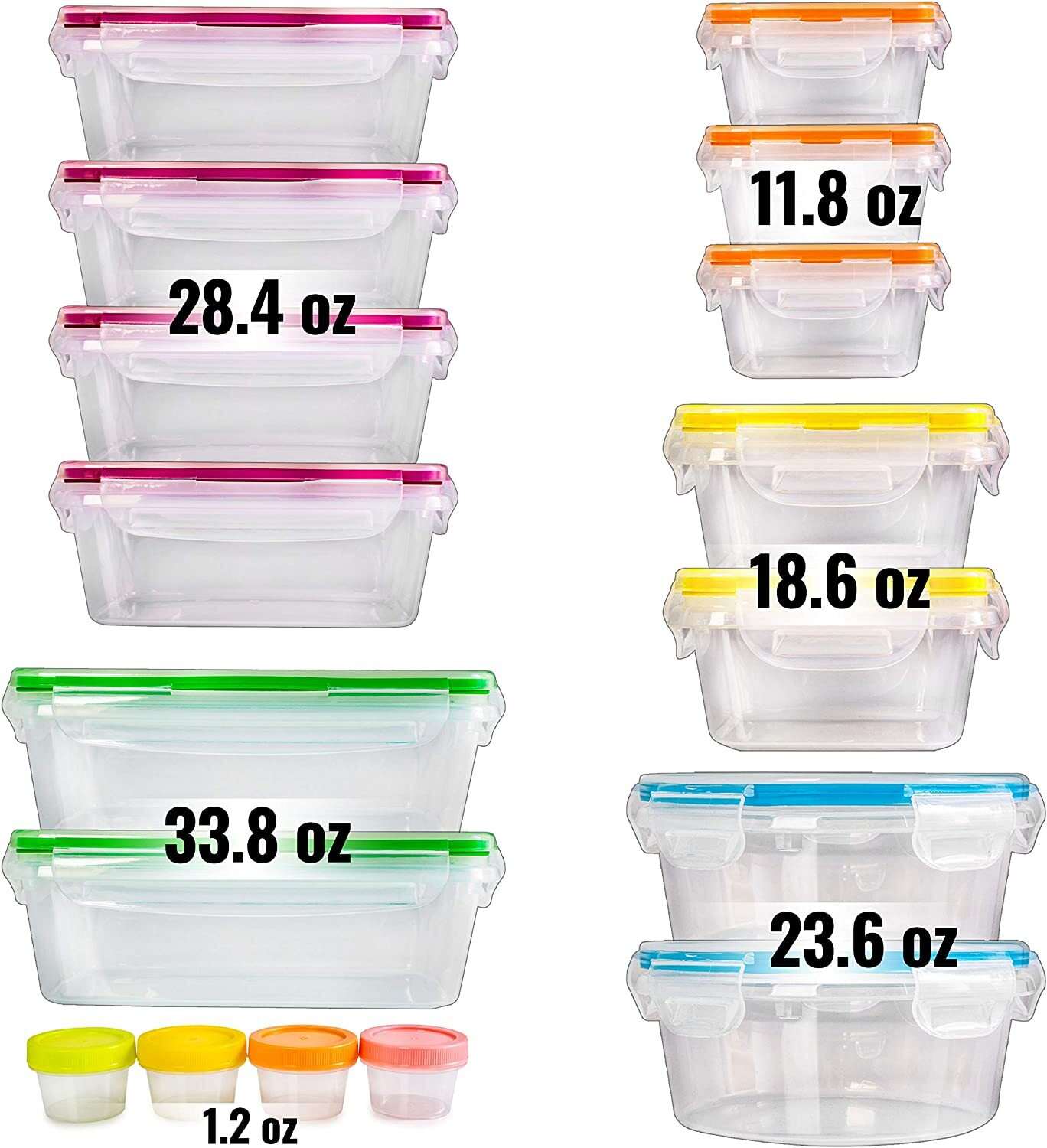 50-piece Food storage Containers Set with Lids, Plastic Leak-Proof BPA-Free Containers for Kitchen Organization, Meal Prep, Lunch Containers (Includes Labels & Pen)