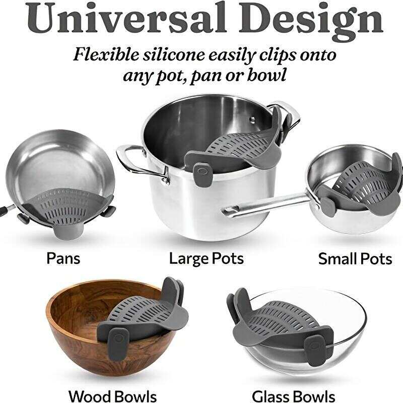 1pc Adjustable Silicone Clip-On Strainer,Pot Strainer And Pasta Strainer,Vegetable & Fruit Drainage Basket,The Perfect Kitchen Accessory For Pots, Pans, And Bowls!