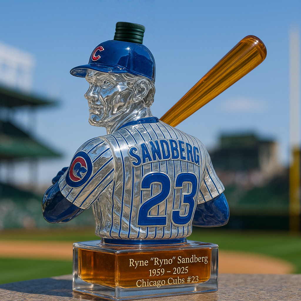 🕯️Ryne “Ryno” Sandberg Memorial Whiskey Bottle – Honoring a Chicago Cubs Legend