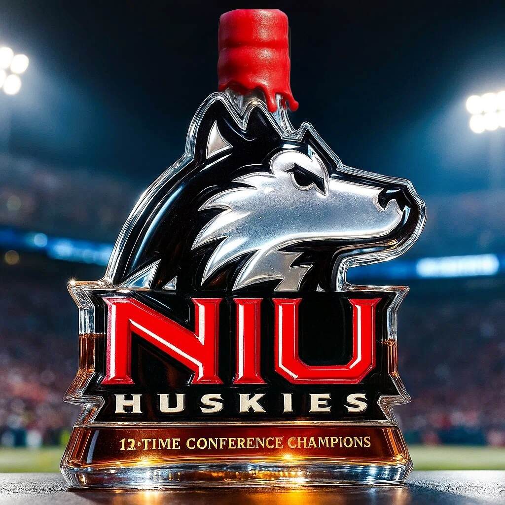 Northern Illinois Huskies 12 Conference Championship Whiskey Bottle