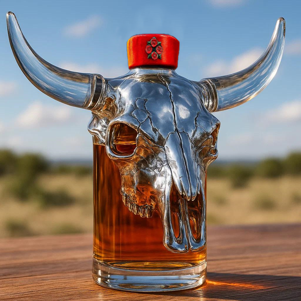 Bull skull whiskey bottle