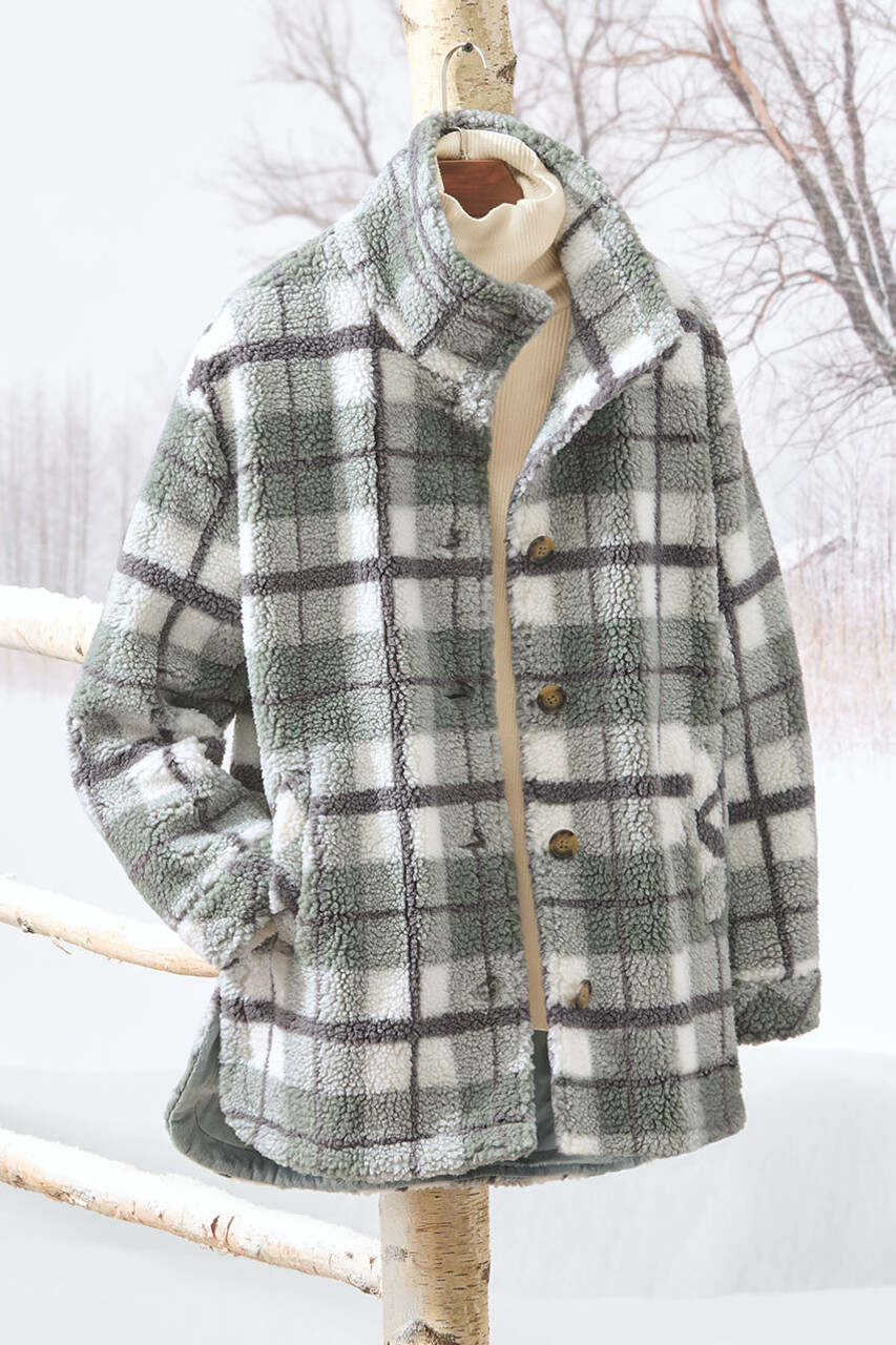 Plaid Sherpa Coat