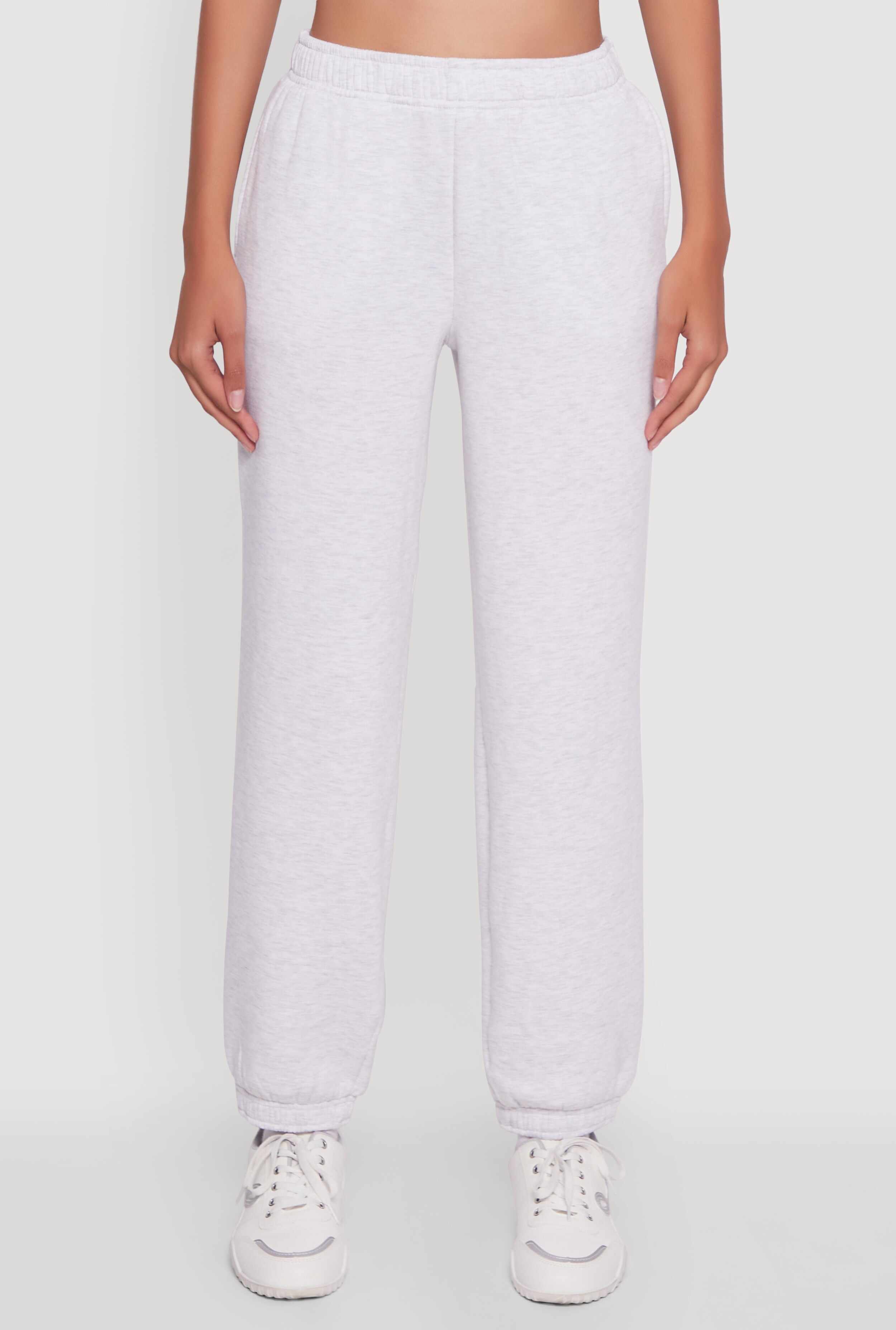 High Waisted Fleece Lined Elastic Waist Joggers