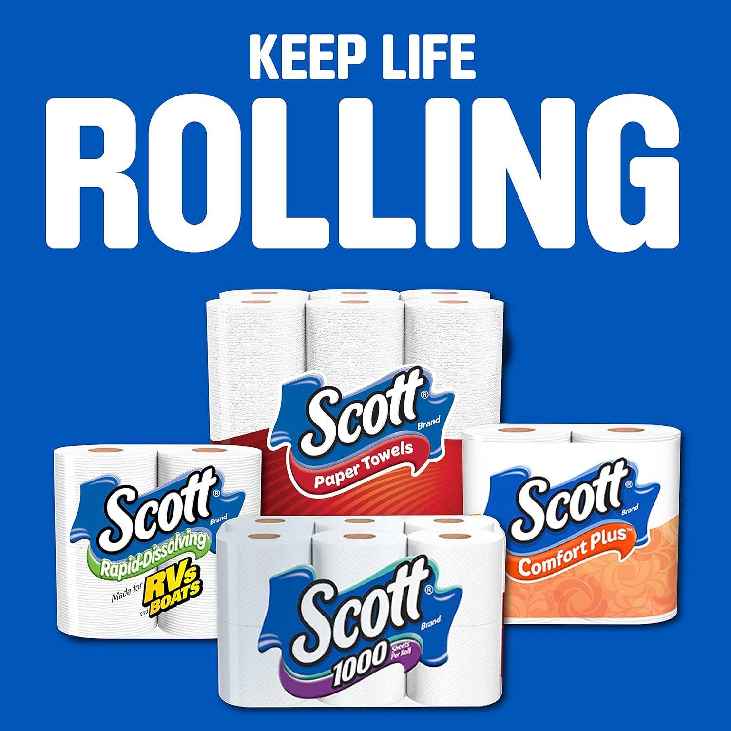 Scott ComfortPlus Toilet Paper, 12 Double Rolls, 231 Sheets per Roll, Septic-Safe, 1-Ply Toilet Tissue