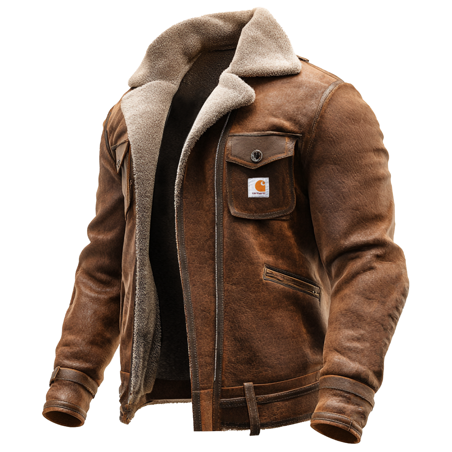 Men's Vintage Brown Suede Leather Sherpa Lining Jacket