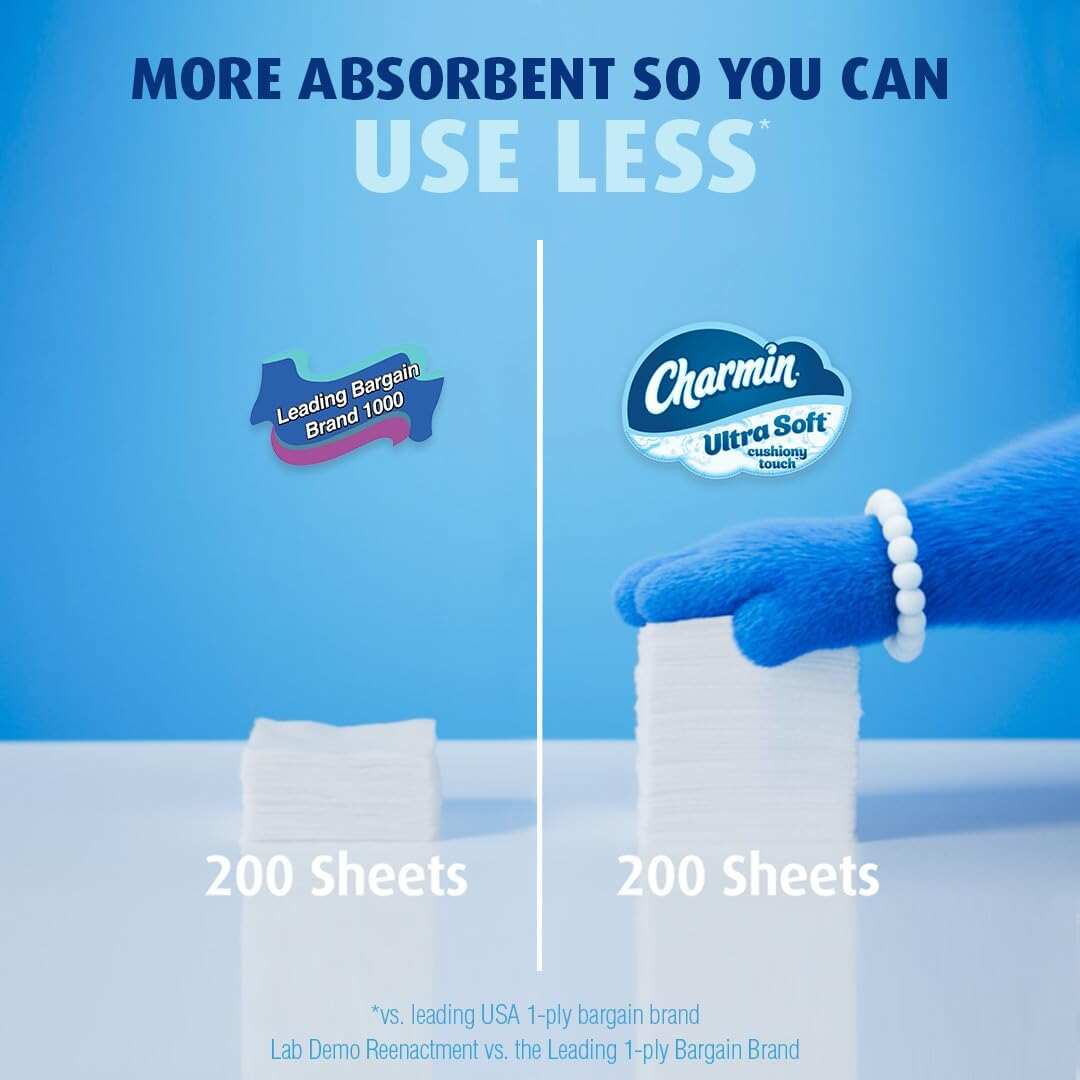 Charmin Ultra Soft Cushiony Touch Toilet Paper, 24 Family Mega Rolls = 123 Regular Rolls
