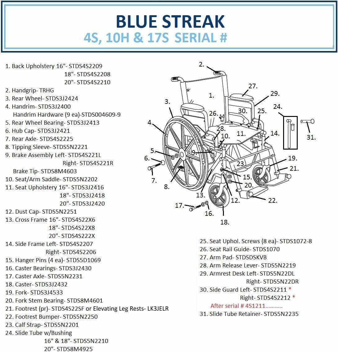 Drive Medical BLS18FBD-ELR Blue Streak Lightweight Wheelchair with Swing-Away Elevating Leg Rests and Flip-Back Arms