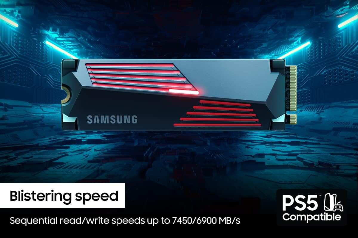 SAMSUNG 990 PRO SSD 2TB PCIe 4.0 M.2 2280 Internal Solid State Hard Drive, Seq. Read Speeds Up to 7,450 MB/s for High End Computing, Gaming, and Heavy Duty Workstations, MZ-V9P2T0B/AM