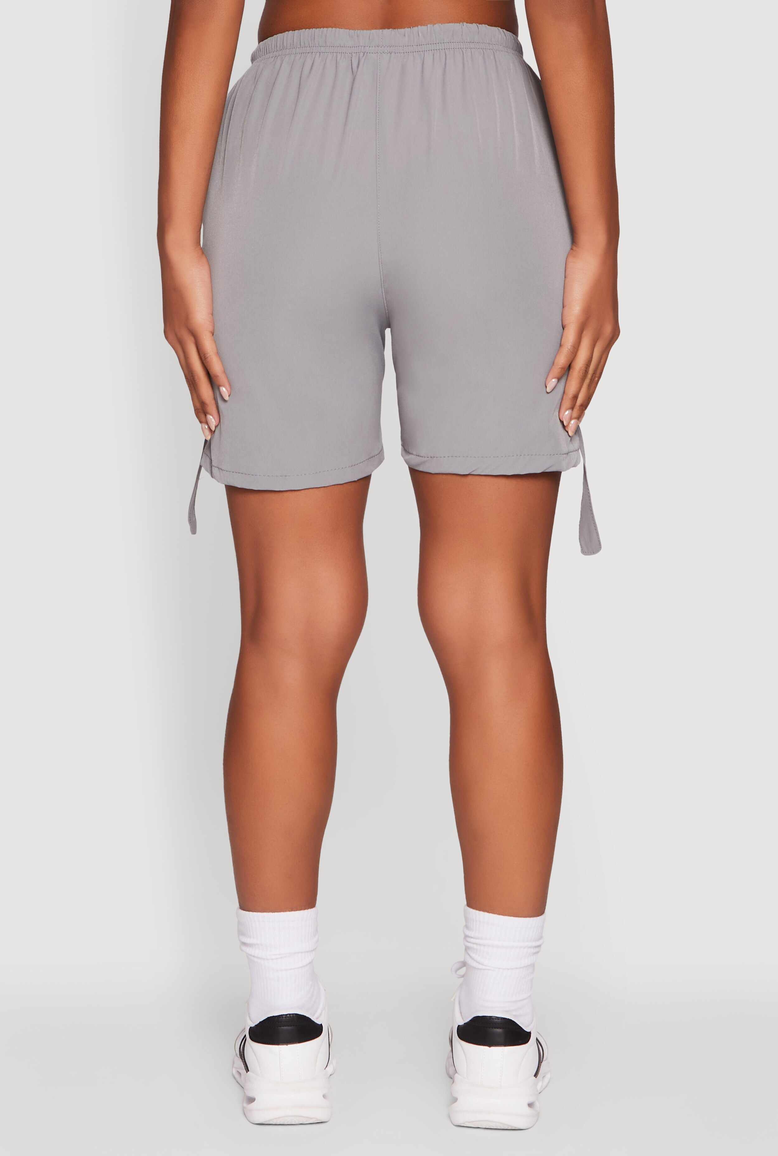 Trendy Nylon Drawstring Waist Utility Shorts