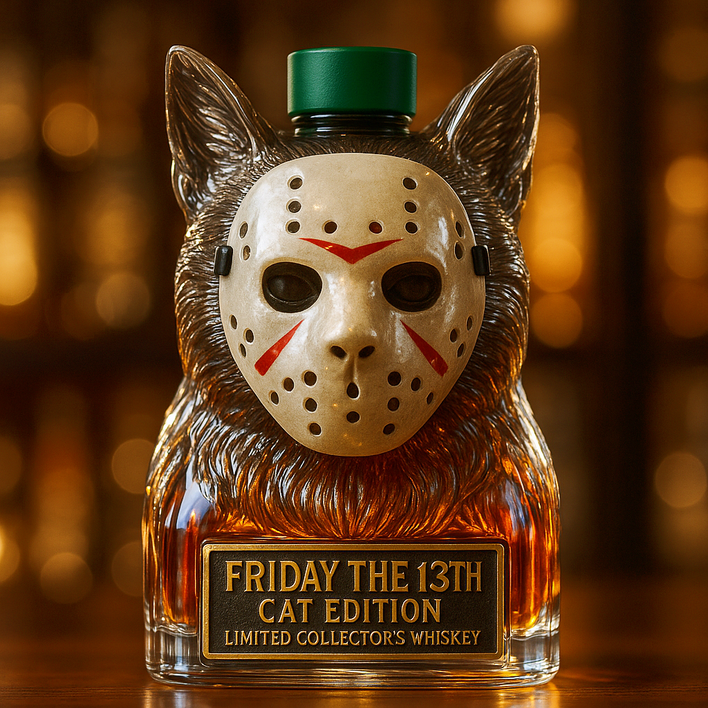 Friday the 13th Cat Whiskey Bottle