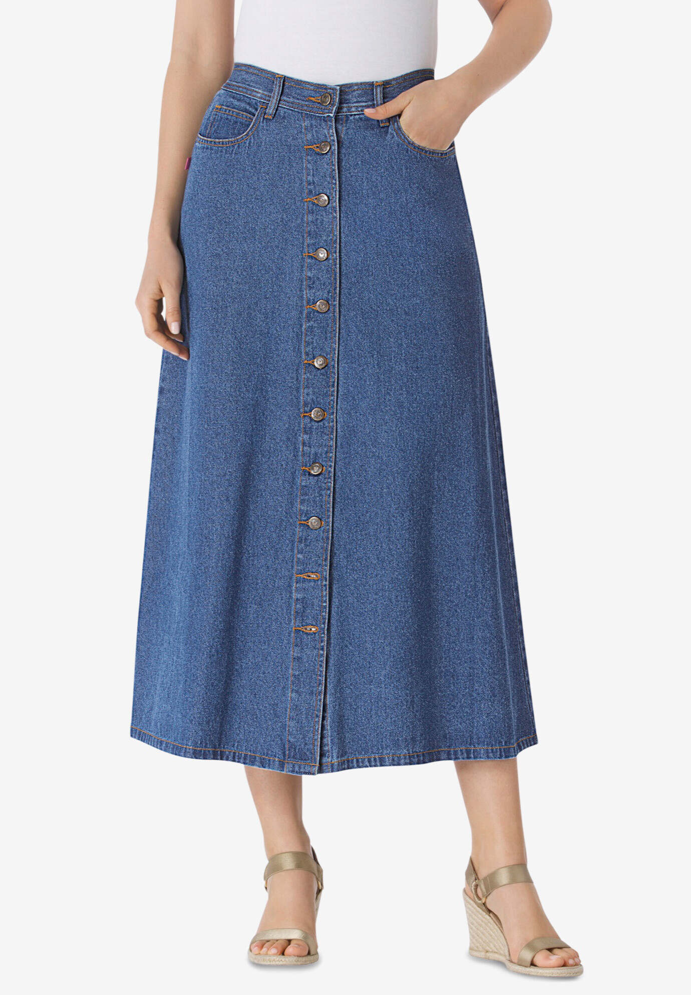 Perfect Cotton Button Front Skirt