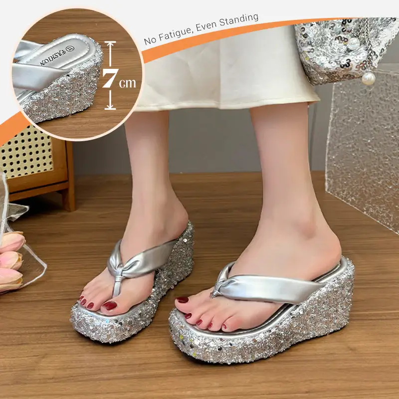 👠Women's Thick-Soled Sequined Flip-Flops