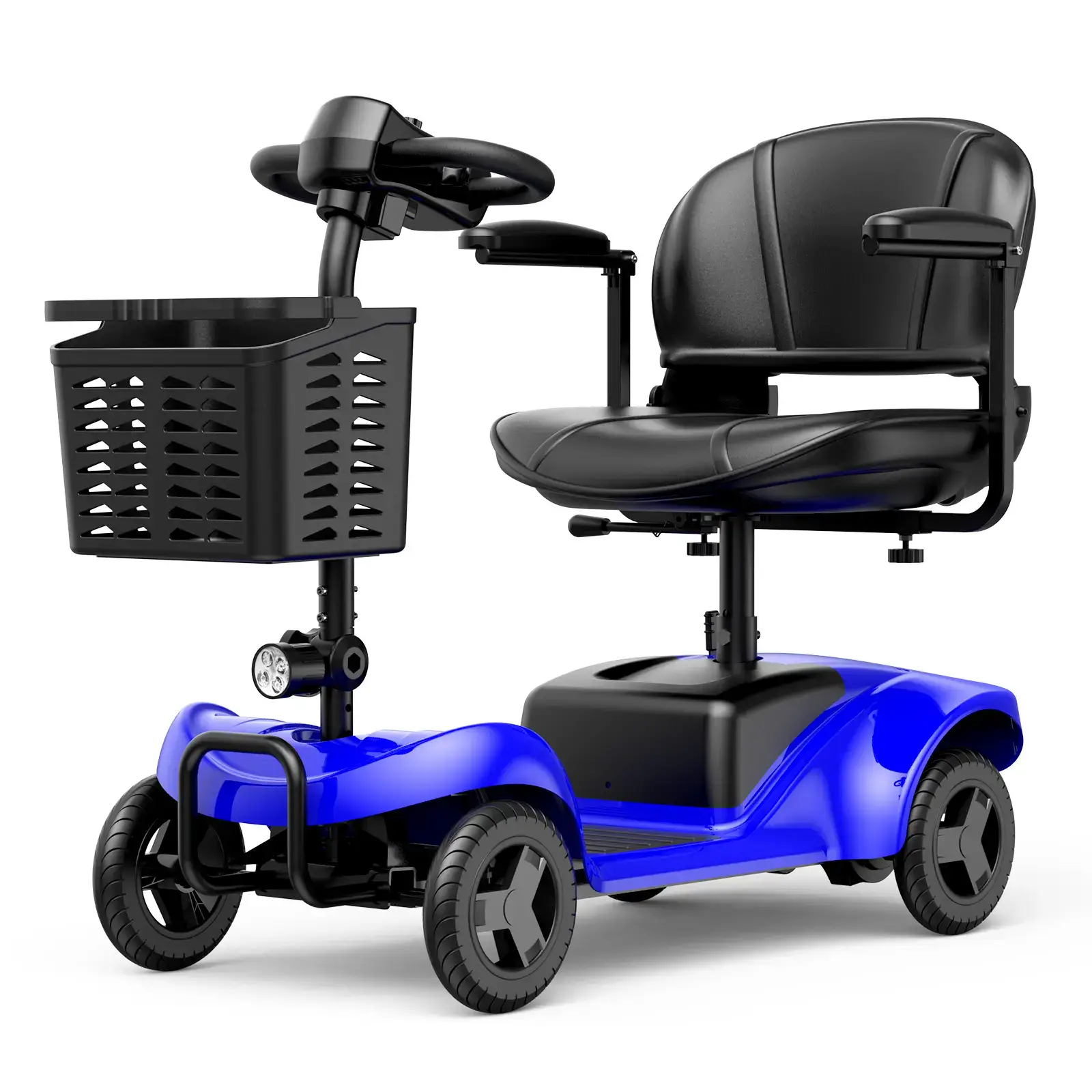 4 Wheel Mobility Scooter for Seniors&Adults- 25 Miles Range, Foldable Powered Electric Wheelchair Device w/600WH Battery,Only 8 lb Weight, Dual Basket, 300 lb Capacity, Compact,Red