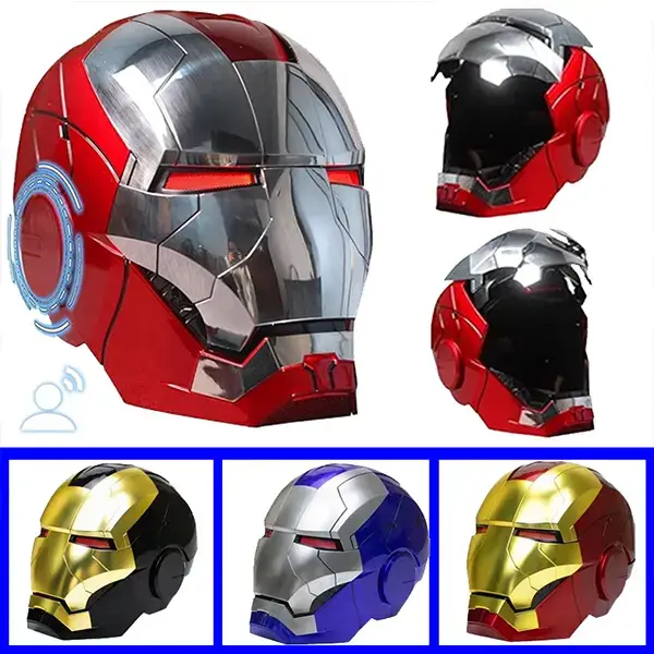 Iron Man MK5 Electric Helmet: 1:1 full-scale wearable, fully automatic voice-controlled opening and closing, high-grade electroplated metal finish, Jarvis AI interactive system, built-in LED glowing eyes, high-end collectible model