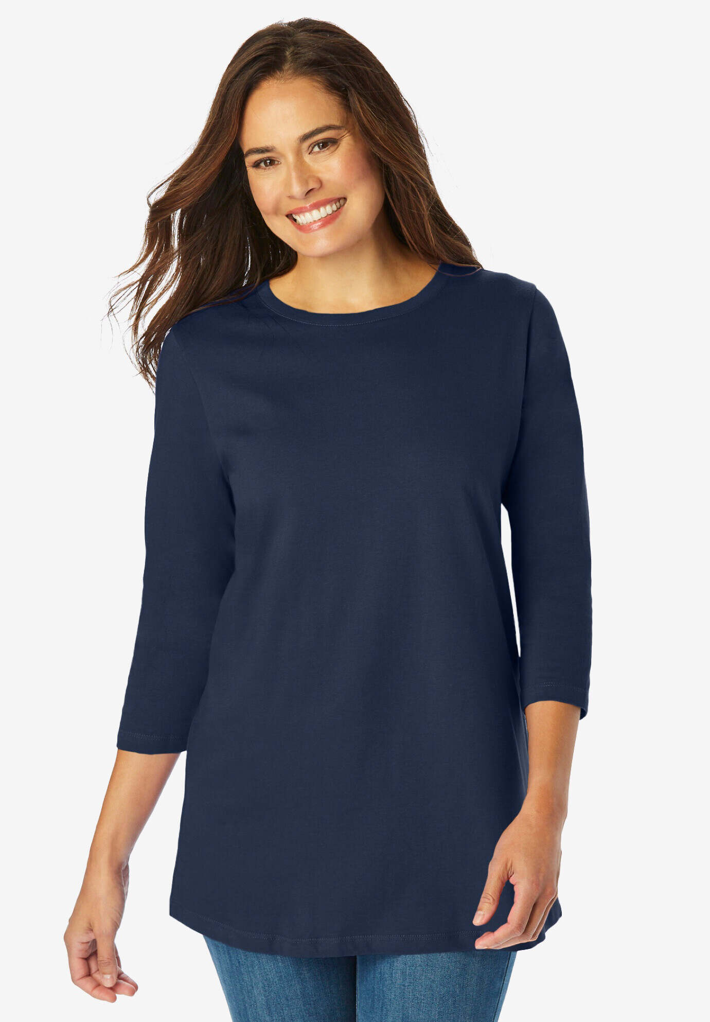 Perfect Three-Quarter Sleeve Crewneck Tee