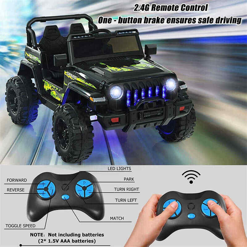 12V Kids Ride-on Jeep Car Battery Powered Electric Truck with Parental Remote Control