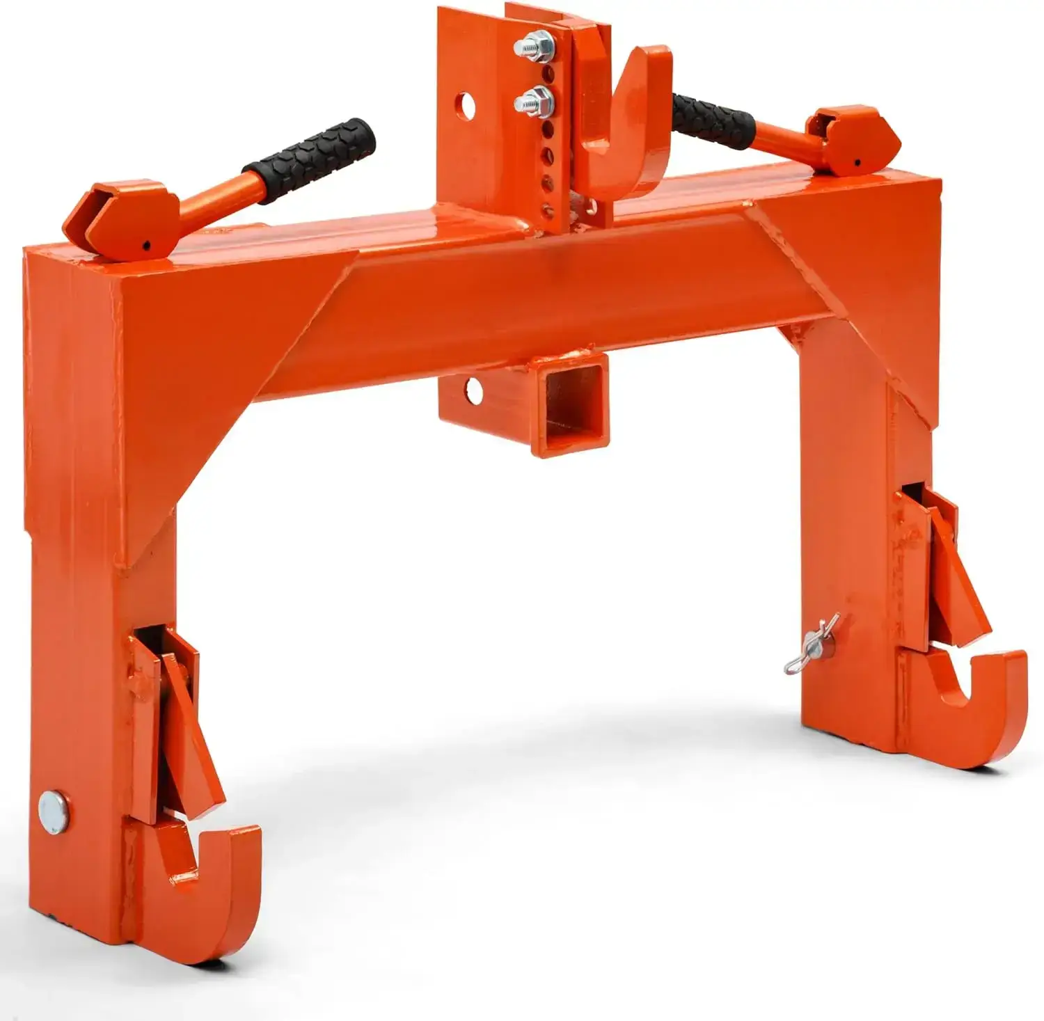 Category 1 3-point quick hitch; 3,000 lb heavy-duty 3-point tractor hitch (with 2-inch receiver); features 5-position adjustable bolts.