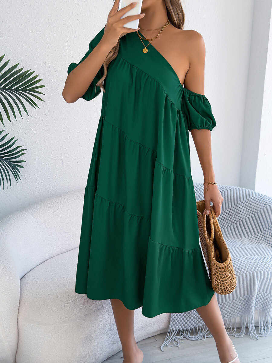 🔥Summer Arrivals🌟Women's Off-shoulder Ruffled Long-sleeve Dress